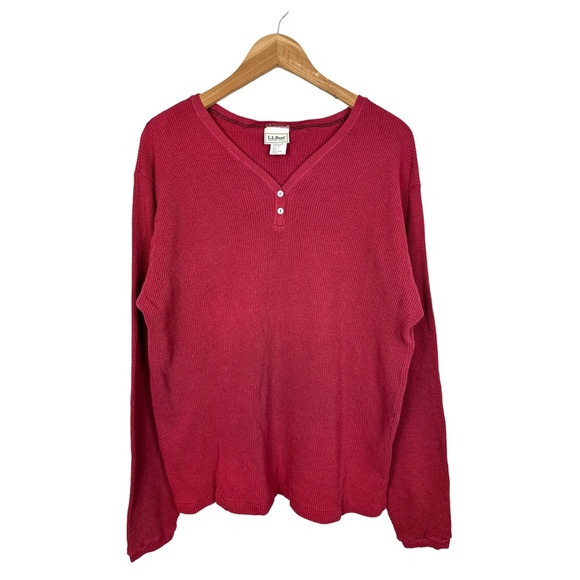 L.L. Bean Tops - Vintage LL Bean Thermal Henley Shirt Size Large Cotton Waffle Knit USA Made